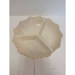 Lenox Home Gold Trimmed Scalloped Symphony Condiment Dish Bowl